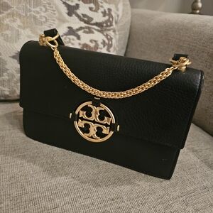 Black Leather Chain Shoulder Bag